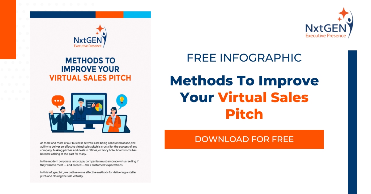 Methods To Improve Your Virtual Sales Pitch - Infographic - SM - NxtGEN Executive Presence